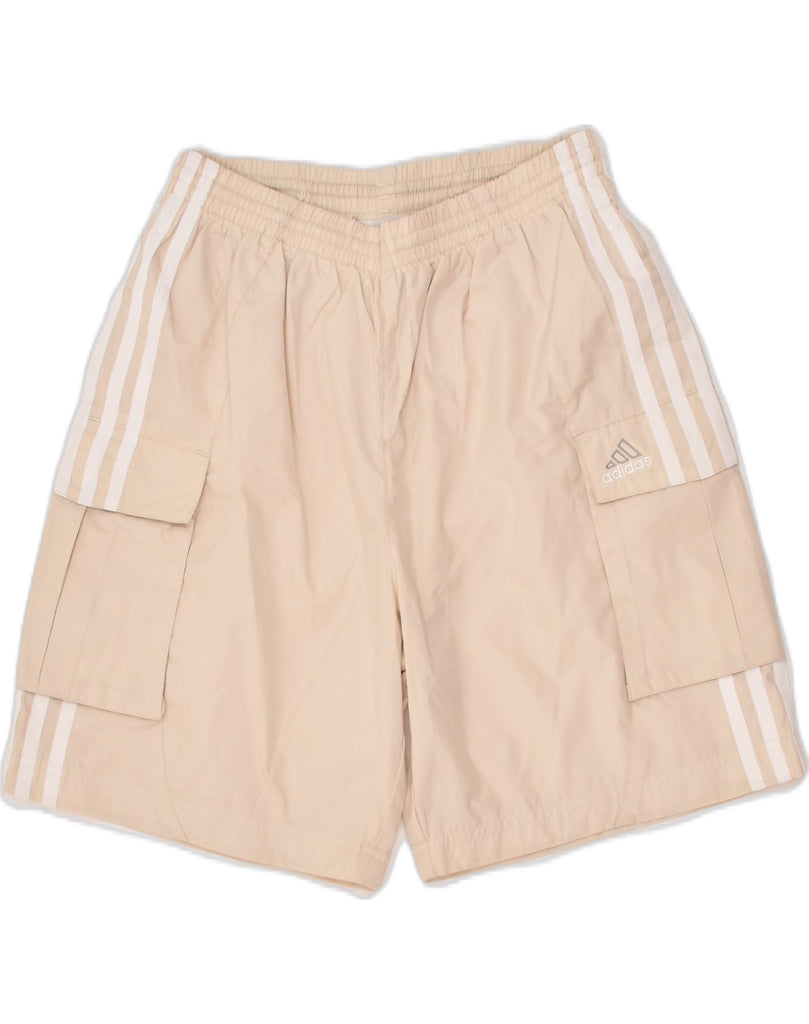 ADIDAS Womens Sport Shorts W26 Small Beige Polyester | Vintage Adidas | Thrift | Second-Hand Adidas | Used Clothing | Messina Hembry 