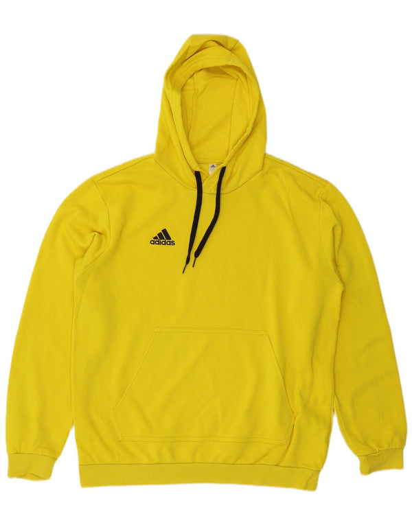 Adidas Mens Hoodie Jumper Large Yellow Cotton