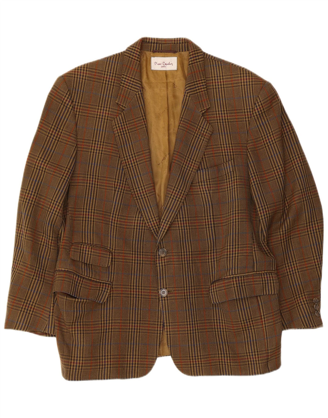 Pierre Cardin Mens 2 Button Blazer Jacket UK 40 Large Brown Houndstooth