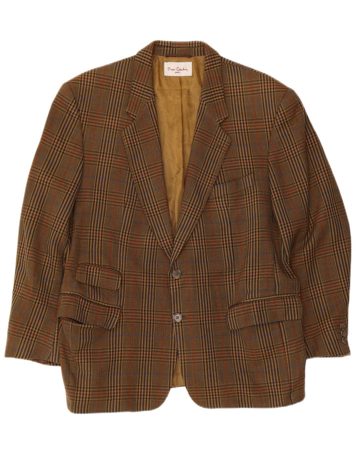 Pierre Cardin Mens 2 Button Blazer Jacket UK 40 Large Brown Houndstooth