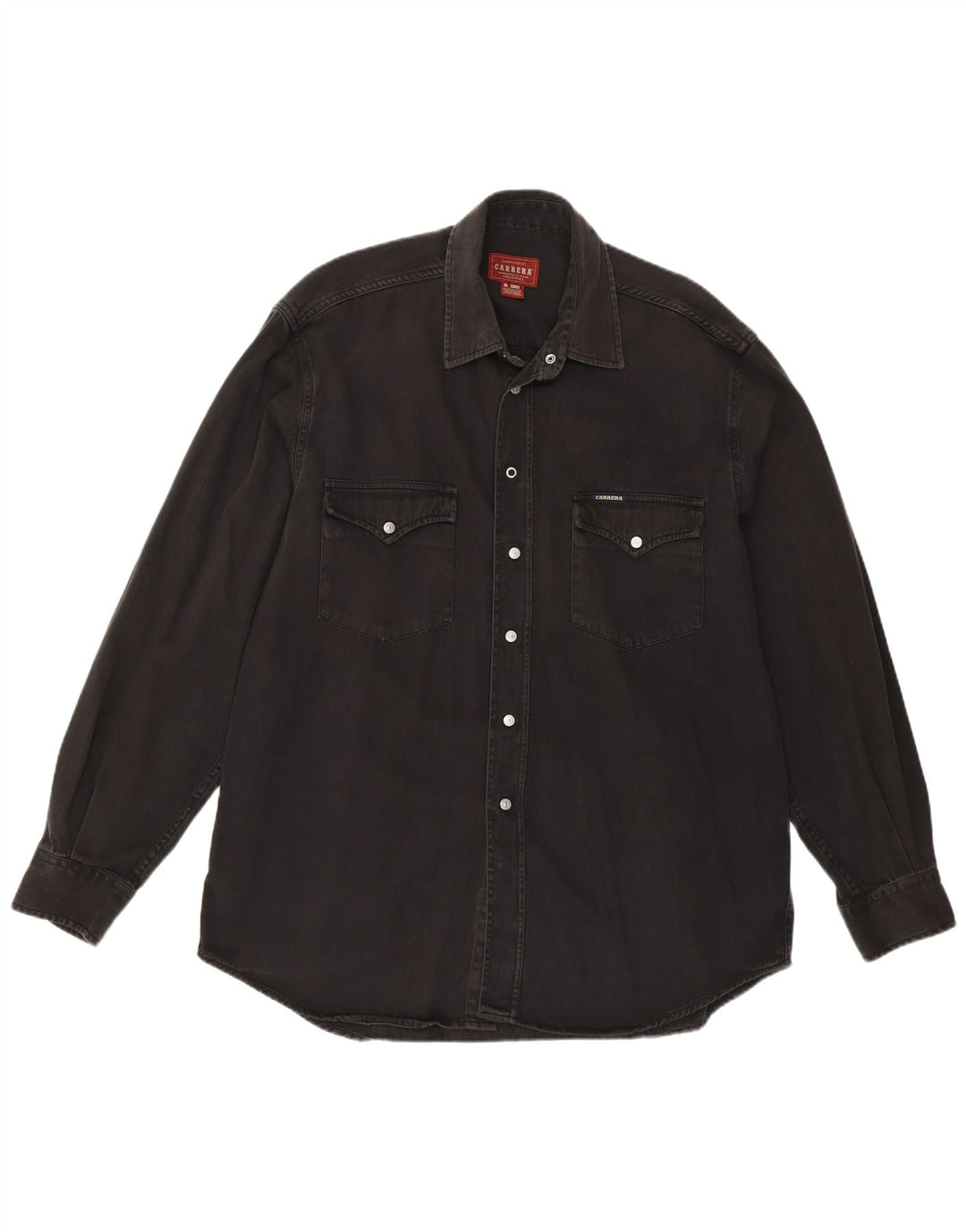 Carrera Mens Regular Fit Shirt Large Black Cotton Western