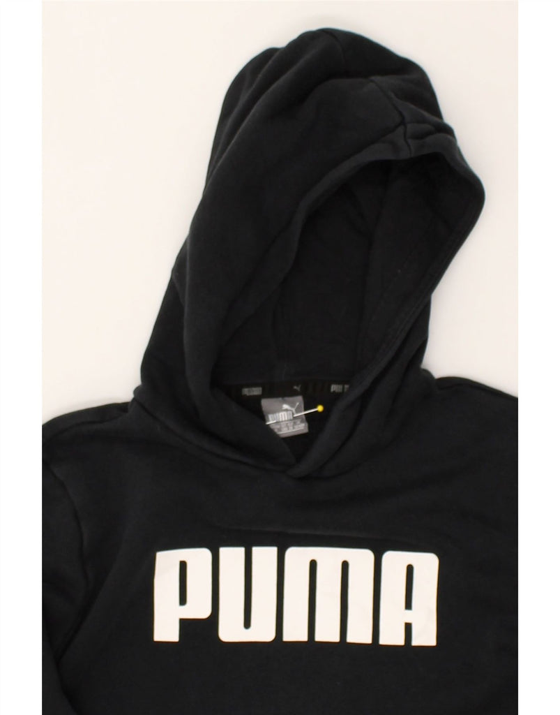 PUMA Boys Graphic Hoodie Jumper 11-12 Years Black Cotton | Vintage Puma | Thrift | Second-Hand Puma | Used Clothing | Messina Hembry 