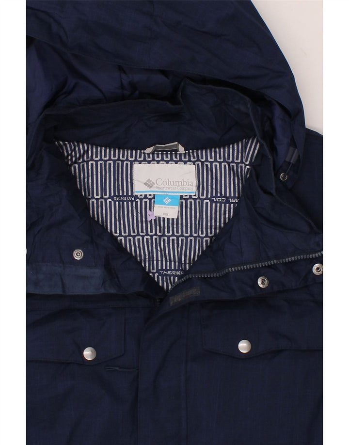 COLUMBIA Mens Hooded Windbreaker Jacket UK 44 2XL Navy Blue Polyester