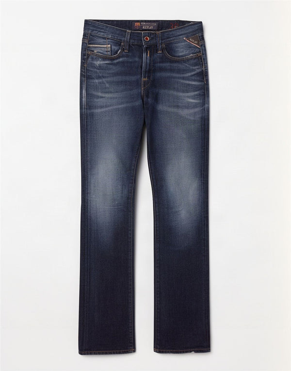 Replay Mens Waitom Straight Jeans W30 L34 Navy Blue Cotton