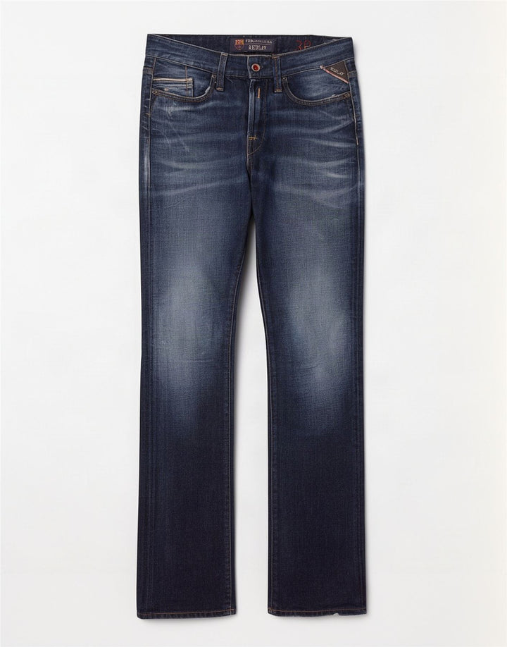Replay Mens Waitom Straight Jeans W30 L34 Navy Blue Cotton