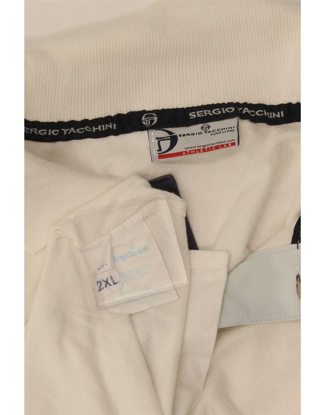 Sergio Tacchini Mens Polo Shirt 2XL White Colourblock Cotton
