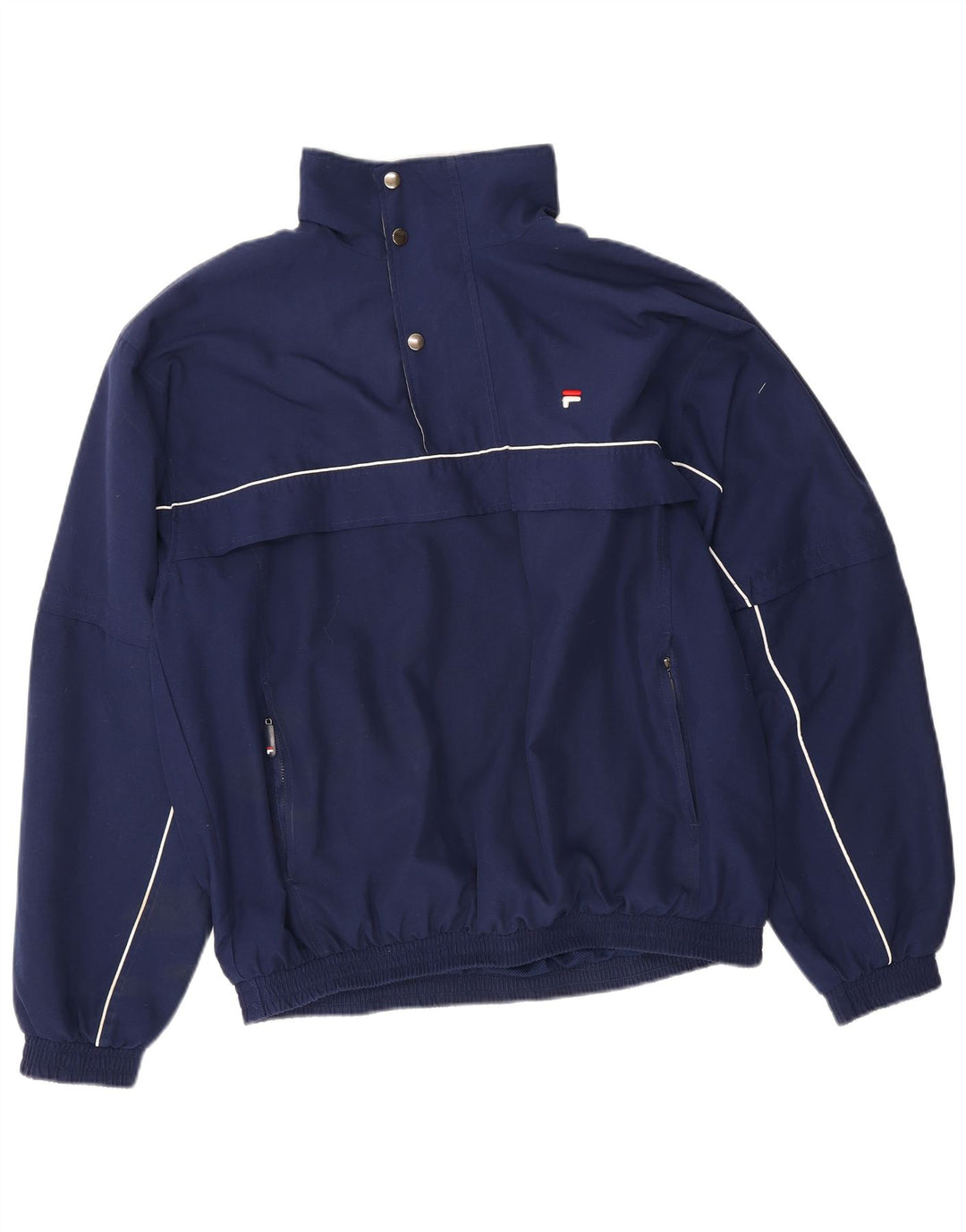 Fila Mens Pullover Windbreaker Jacket UK 38 Medium Navy Blue Polyester