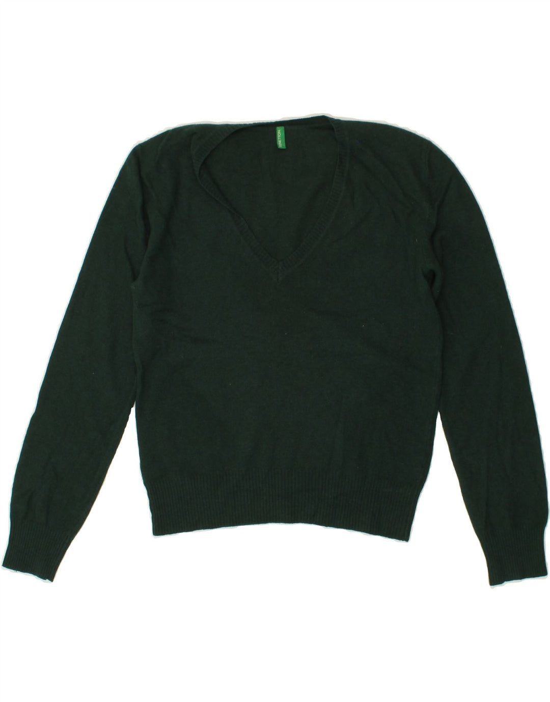 BENETTON Womens V-Neck Jumper Sweater UK 10 Small Green Vintage Benetton and Second-Hand Benetton from Messina Hembry 