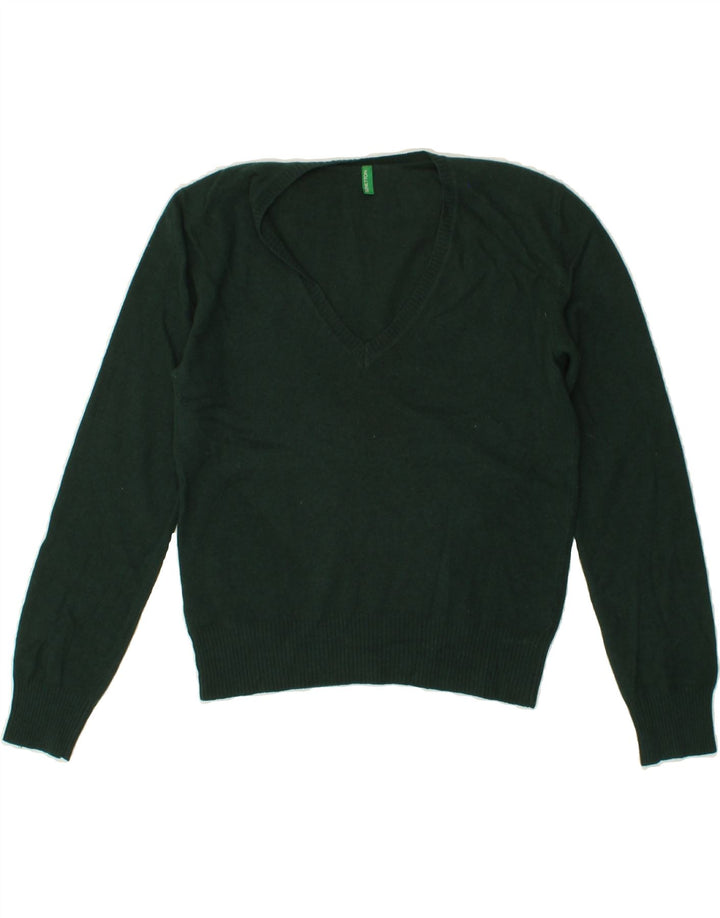 BENETTON Womens V-Neck Jumper Sweater UK 10 Small Green Vintage Benetton and Second-Hand Benetton from Messina Hembry 