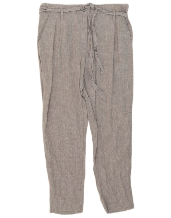Marks & Spencer Womens Tapered Chino Trousers UK 12 Medium W34 L29 Grey