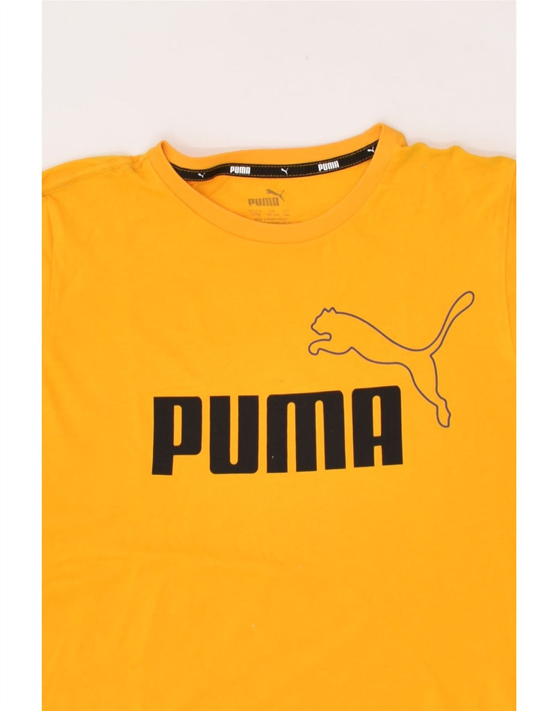 PUMA Boys Graphic T-Shirt Top 13-14 Years Yellow Cotton | Vintage Puma | Thrift | Second-Hand Puma | Used Clothing | Messina Hembry 