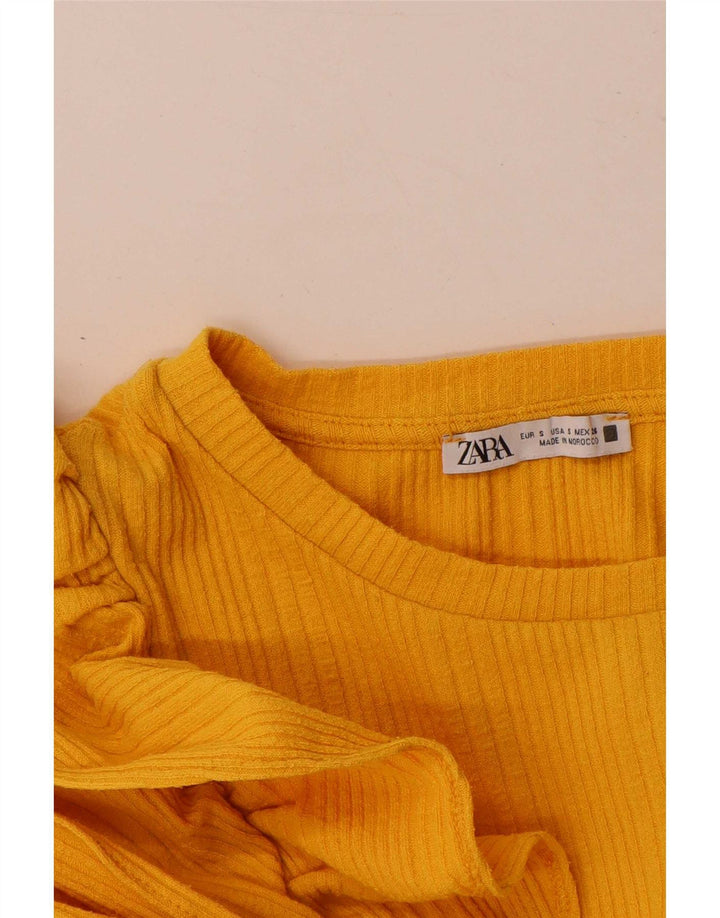Zara Womens Blouse Top UK 10 Small Yellow