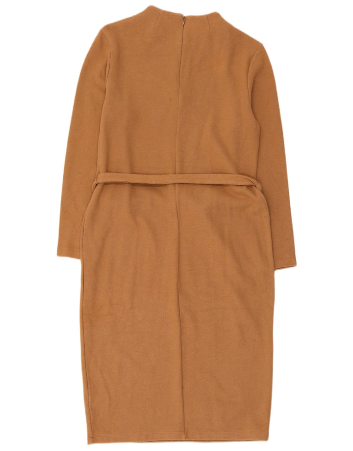 Marks & Spencer Womens Jumper Dress UK 12 Medium Brown Cotton