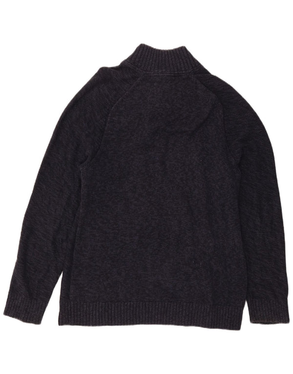 Fat Face Mens Button Neck Jumper Sweater Large Navy Blue Wool