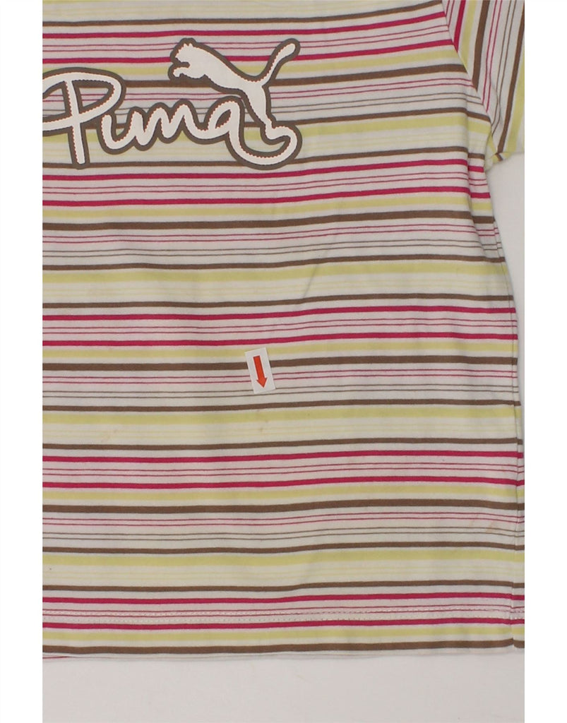 PUMA Girls Graphic T-Shirt Top 2-3 Years  Multicoloured Striped Cotton | Vintage Puma | Thrift | Second-Hand Puma | Used Clothing | Messina Hembry 
