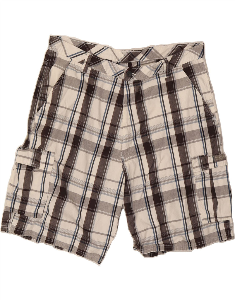 WRANGLER Mens Cargo Shorts W40 XL Off White Check Cotton Vintage Wrangler and Second-Hand Wrangler from Messina Hembry 