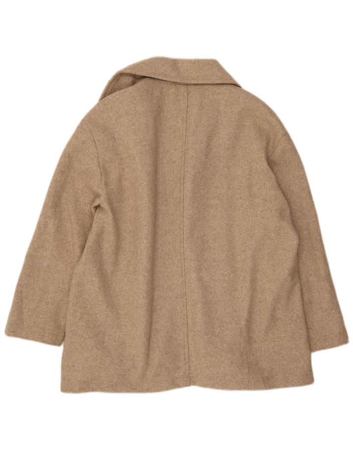Zara Womens Open Oversized Overcoat UK 10 Small Beige Polyester