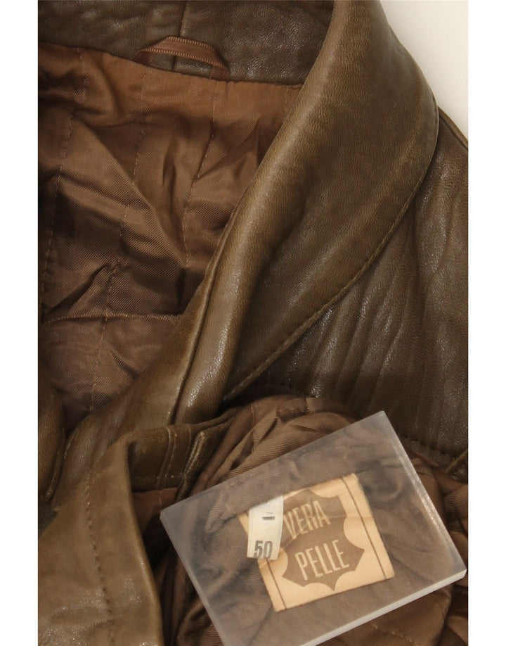 Vintage Mens Leather Jacket IT 50 Large Brown Leather