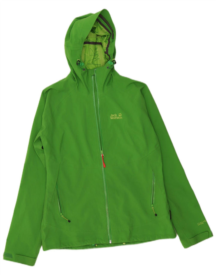 Jack Wolfskin Womens Hooded Rain Jacket UK 12/14 Medium Green Polyester
