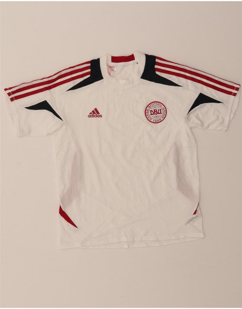 ADIDAS Boys T-Shirt Top 11-12 Years White Colourblock Polyester Vintage Adidas and Second-Hand Adidas from Messina Hembry 