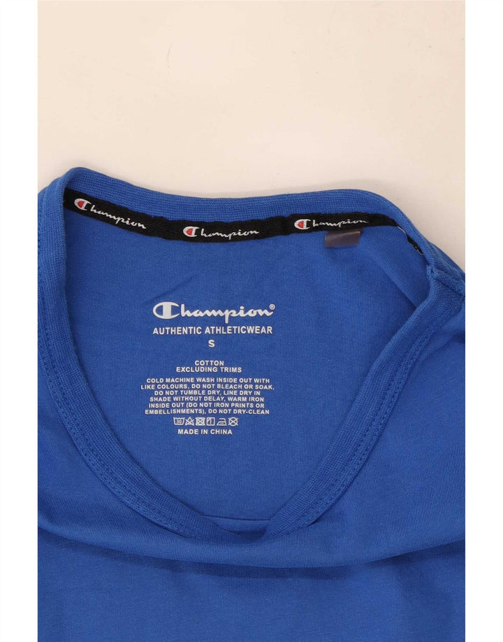 Champion Mens Graphic T-Shirt Top Small Blue Cotton