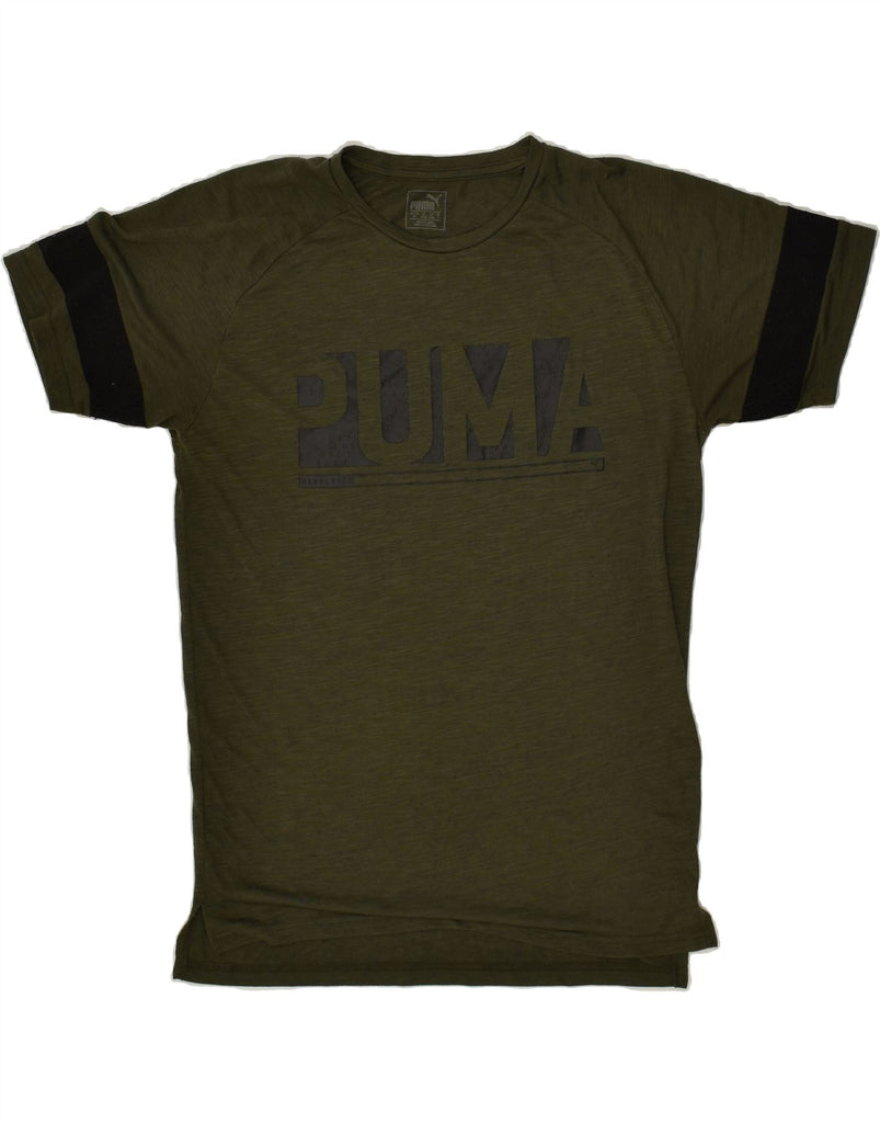 PUMA Mens Graphic T-Shirt Top Small Khaki | Vintage Puma | Thrift | Second-Hand Puma | Used Clothing | Messina Hembry 