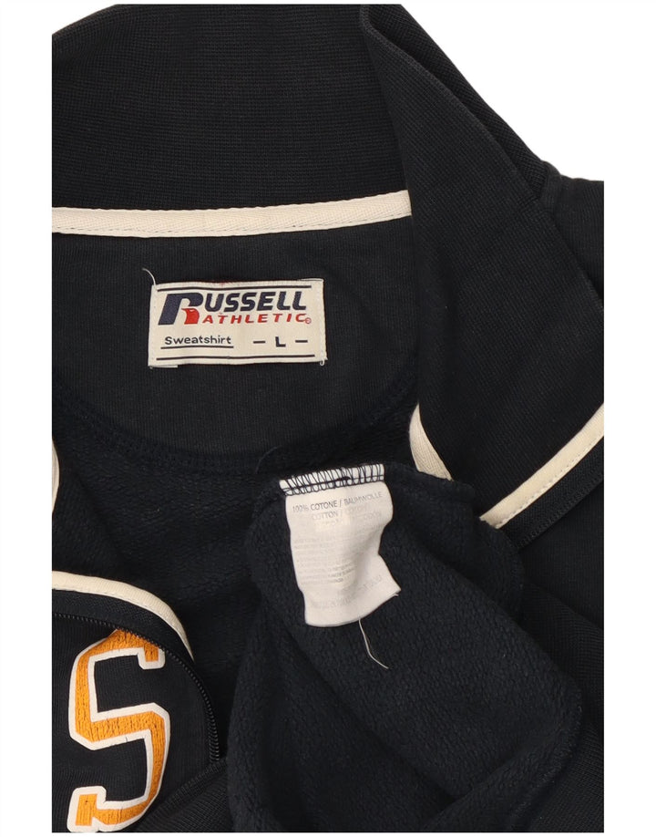 Russell Athletic Mens Graphic Tracksuit Top Jacket Large Navy Blue Cotton