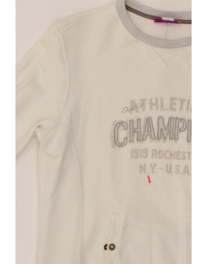 CHAMPION Womens Graphic Sweatshirt Jumper UK 16 Large White Cotton Vintage Champion and Second-Hand Champion from Messina Hembry 