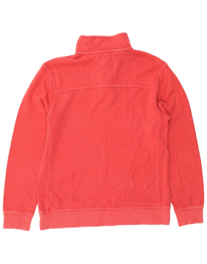 Tommy Hilfiger Mens Button Neck Sweatshirt Jumper Large Red Cotton