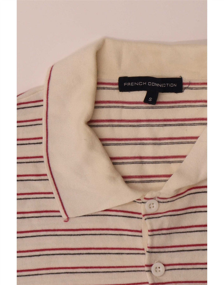 French Connection Mens Polo Neck Jumper Sweater Small White Striped