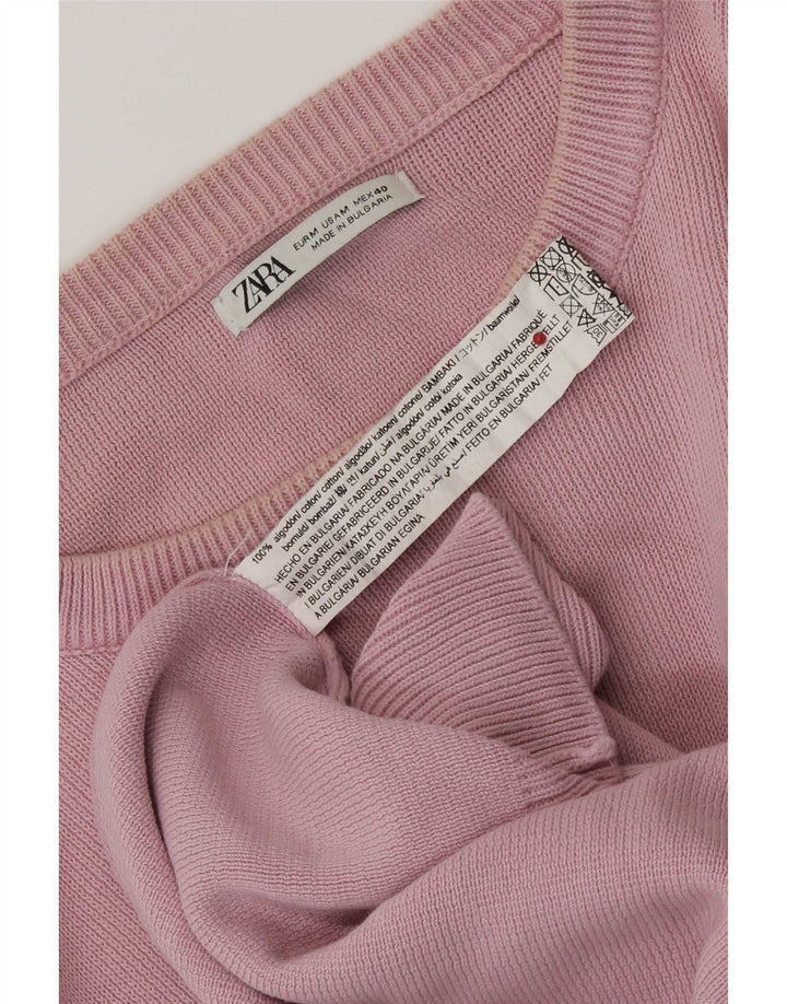 Zara Mens Crew Neck Jumper Sweater Medium Pink Cotton