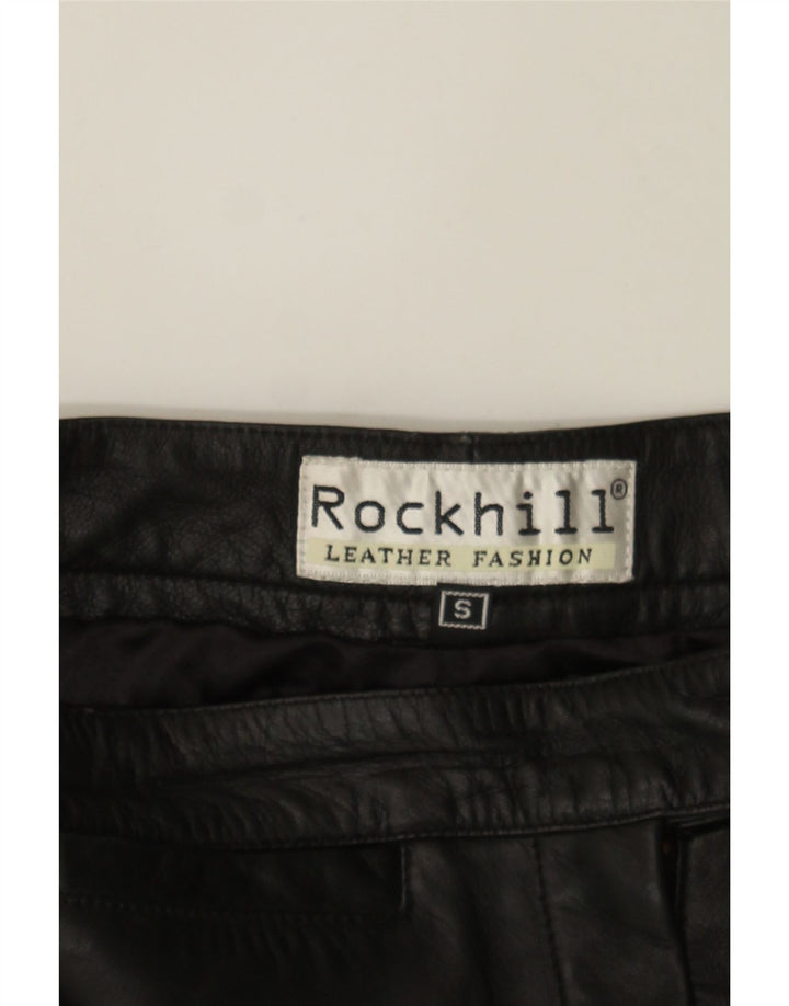 ROCKHILL Womens Leather Trousers Small W28 L26 Black Leather Vintage Rockhill and Second-Hand Rockhill from Messina Hembry 