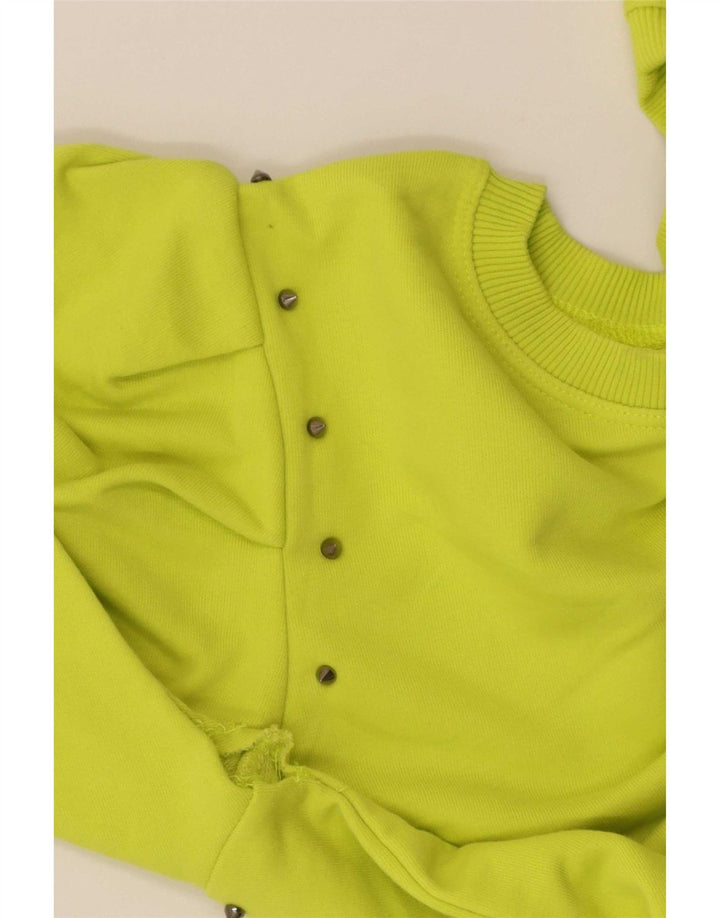 Zara Womens Crop Sweatshirt Jumper UK 14 Medium Green Cotton