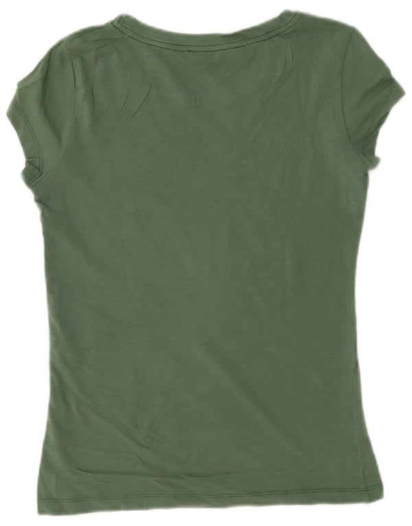 Liu Jo Womens Graphic T-Shirt Top UK 6 XS Green Cotton