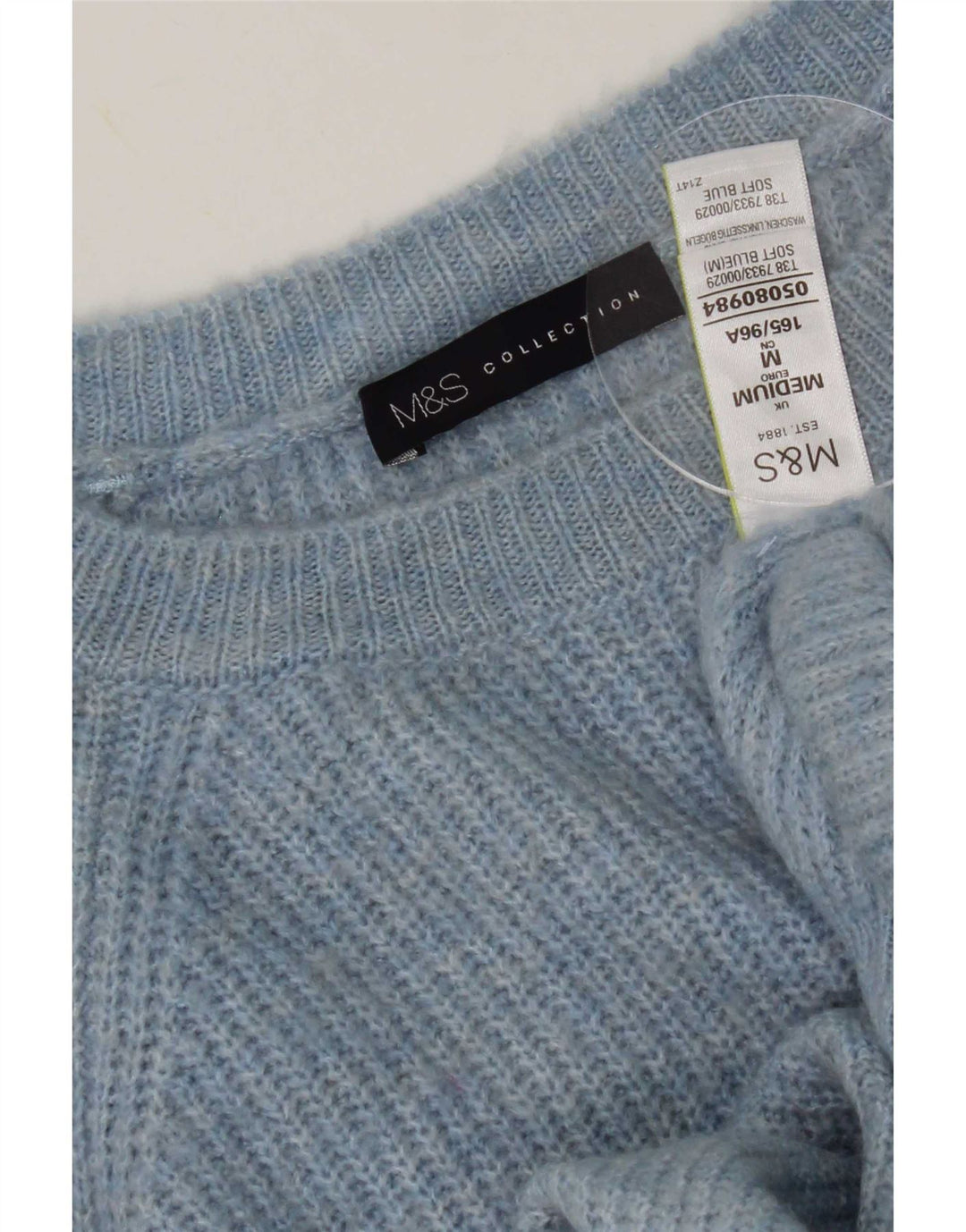 Marks & Spencer Womens Boat Neck Jumper Sweater UK 14 Medium Blue Spotted