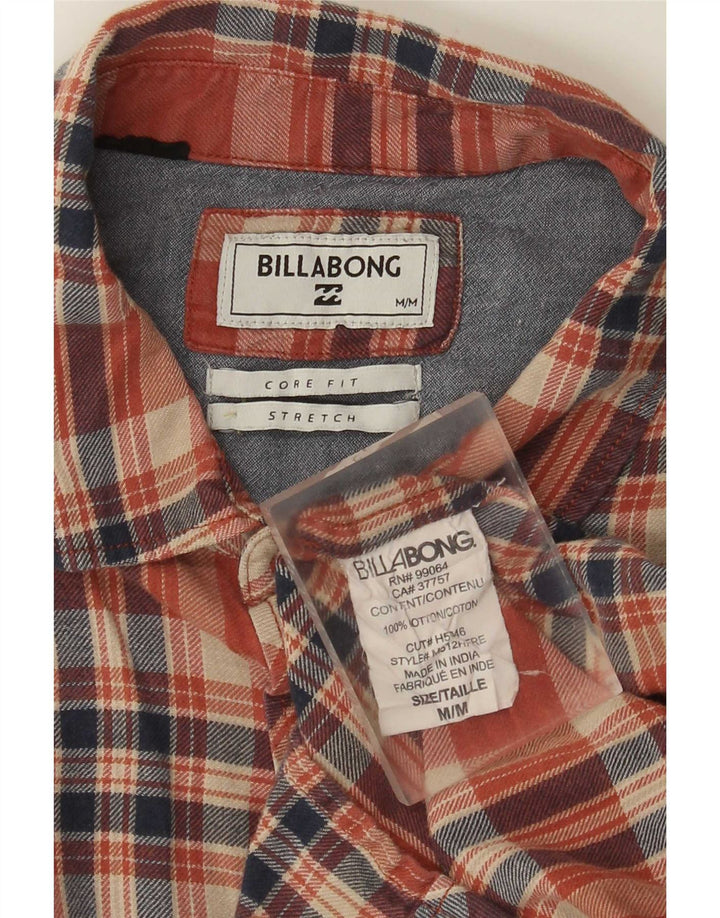 Billabong Mens Core Fit Flannel Shirt Medium Red Check Cotton