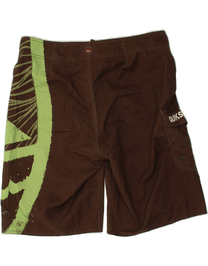 QUIKSILVER Mens Graphic Swimming Shorts Medium Brown Polyester | Vintage Quiksilver | Thrift | Second-Hand Quiksilver | Used Clothing | Messina Hembry 