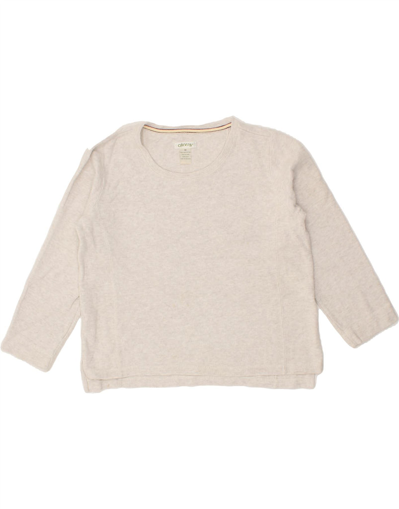 ORVIS Womens Loose Fit Boat Neck Jumper Sweater UK 14 Medium Grey Cotton Vintage Orvis and Second-Hand Orvis from Messina Hembry 