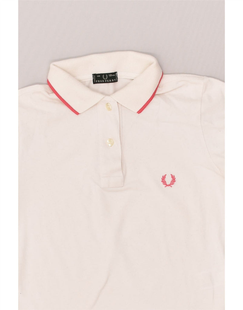 FRED PERRY Boys Long Sleeve Polo Shirt 11-12 Years White Cotton | Vintage Fred Perry | Thrift | Second-Hand Fred Perry | Used Clothing | Messina Hembry 