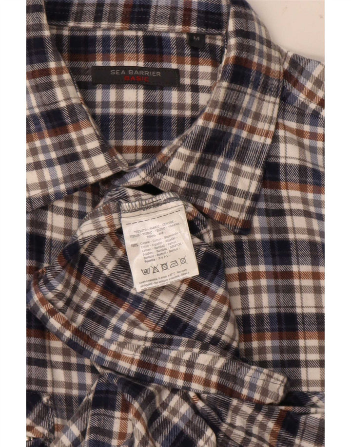 Sea Barrier Mens Flannel Shirt Medium Navy Blue Check Cotton