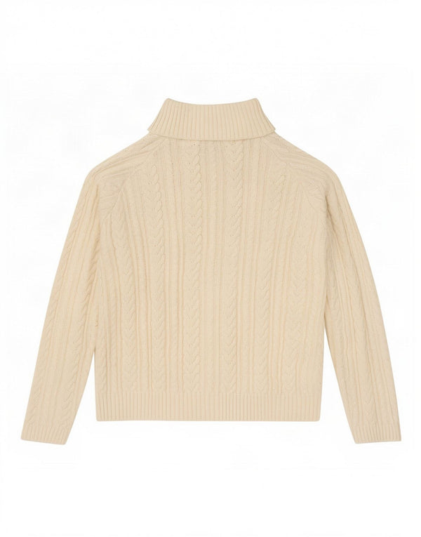 Crew Clothing Womens Zip Neck Jumper Sweater UK 12 Medium Off White Cotton