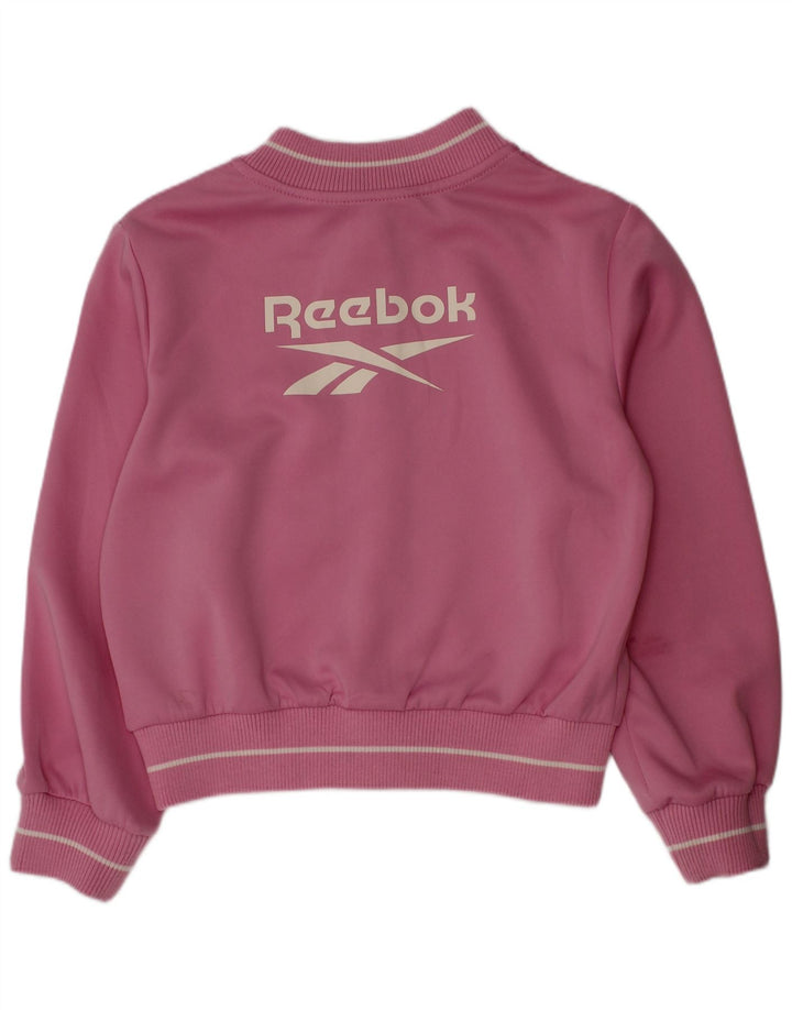 Reebok Girls Graphic Tracksuit Top Jacket 6-7 Years Pink Polyester