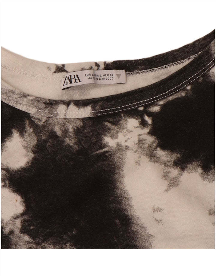 ZARA Womens T-Shirt Top UK 16 Large White Tie Dye
