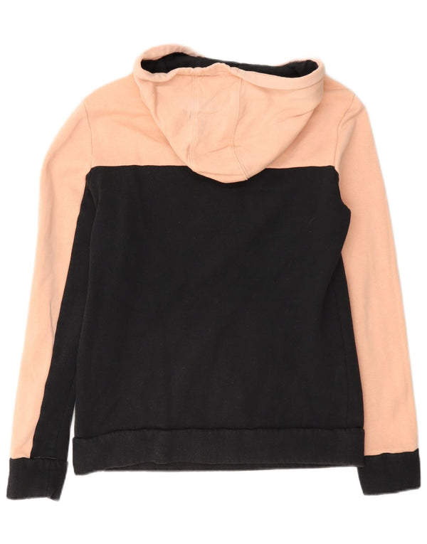 Adidas Womens Graphic Hoodie Jumper UK 12/14 Medium Pink Colourblock Cotton