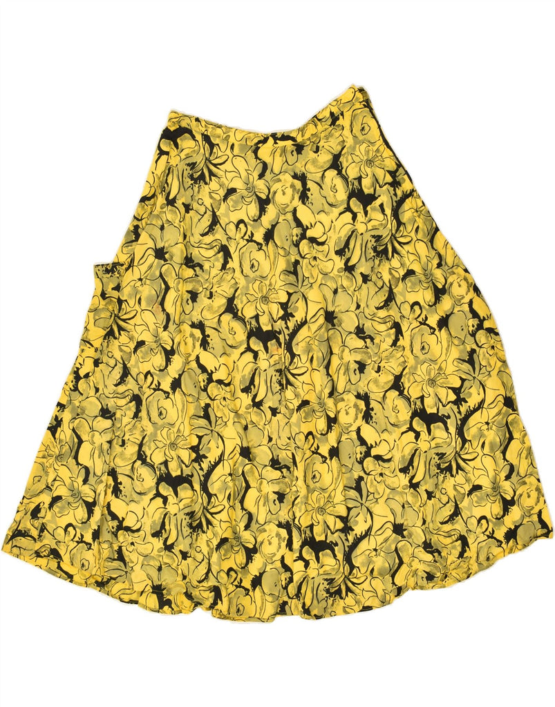 VINTAGE Womens A-Line Skirt W28 Medium Yellow Floral | Vintage Vintage | Thrift | Second-Hand Vintage | Used Clothing | Messina Hembry 