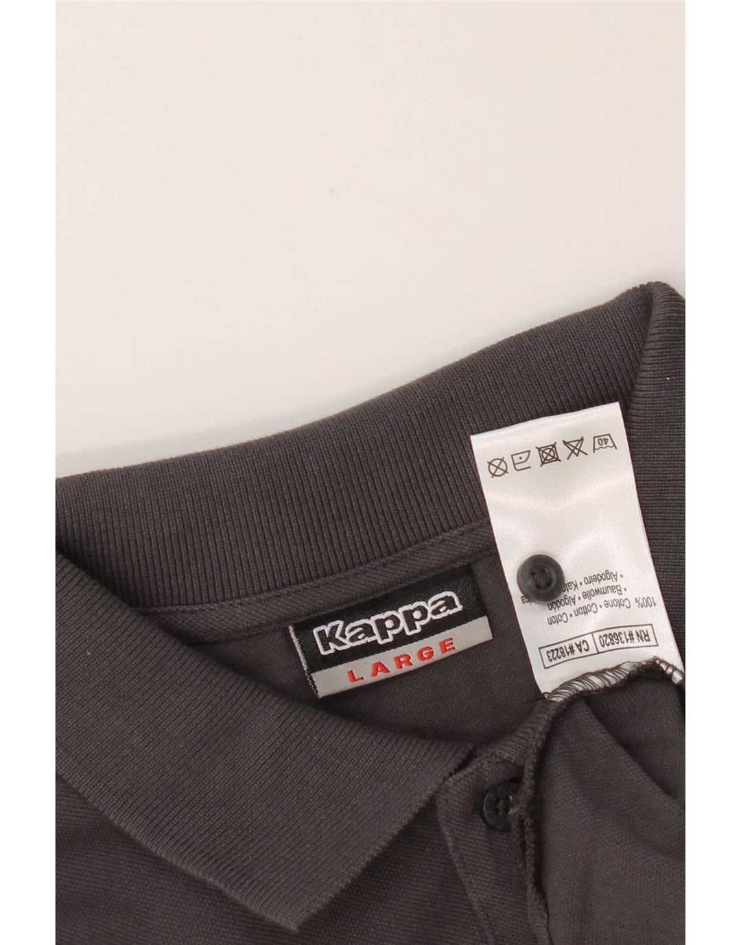 Kappa Mens Long Sleeve Polo Shirt Large Grey Cotton
