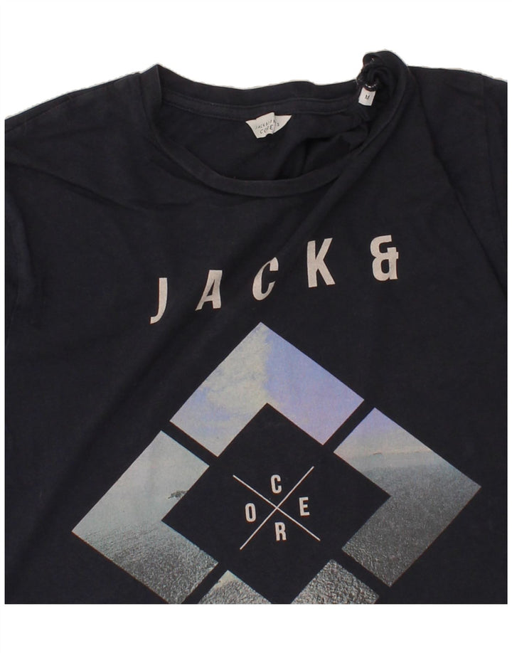 JACK & JONES Mens Graphic T-Shirt Top Medium Navy Blue Cotton Vintage Jack & Jones and Second-Hand Jack & Jones from Messina Hembry 