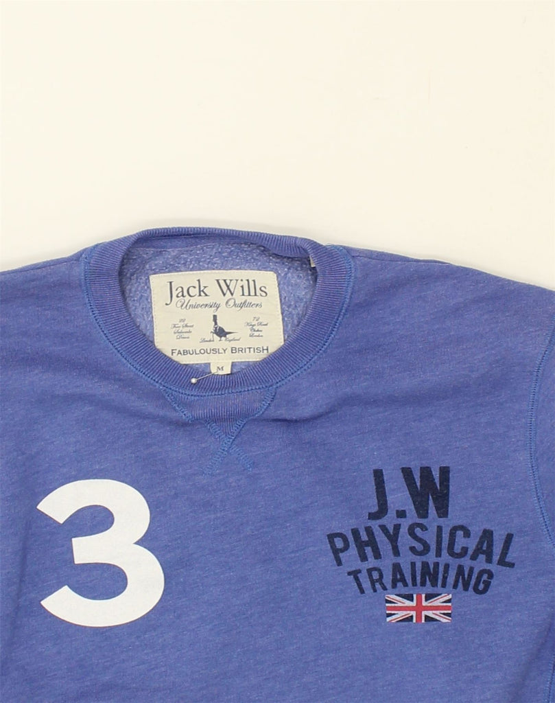 JACK WILLS Mens Graphic Sweatshirt Jumper Medium Blue Cotton | Vintage Jack Wills | Thrift | Second-Hand Jack Wills | Used Clothing | Messina Hembry 