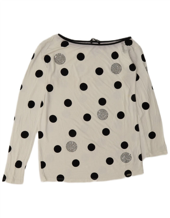 Liu Jo Womens Top Long Sleeve IT 42 Medium White Polka Dot Viscose