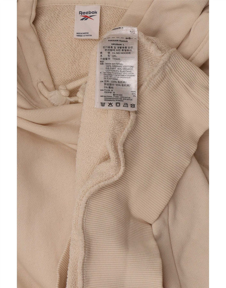 Reebok Mens Hoodie Jumper Large Off White Cotton